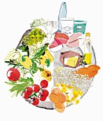 Ideale Ernährung, Einteilung auf dem Teller (Illustration)