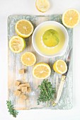 Ingredients for lemonade with thyme
