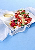 Beef carpaccio with cheese cream