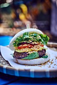 Beefburger with lemongrass and spinach