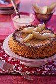 Magic cake with poppy seeds and pears