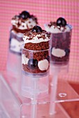 Black Forest push-up cake in plastic moulds