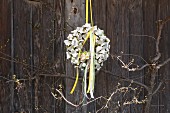 Easter wreath made from egg boxes and colourful ribbons