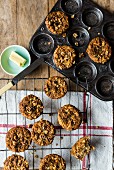 Apple and walnut muffins with butter