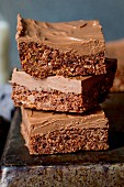 Chocolate coconut slices, stacked