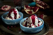 Bowls of homemade pomegranate ice cream