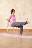 Leg lifts (yoga) – Step 1: sit, raise leg