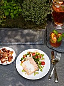 Terrine with vegetable salad and Pimms for a picnic
