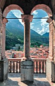 A view form the Apponale tower of Piazza Catena, Torre Apponale, Riva del Garda, Riva, Lake Garda, Italy