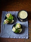 Lettuce wraps with a dip