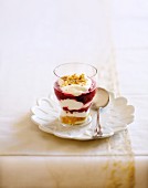 Frozen berry trifle in the dessert glass