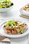 Burrito with chicken and beans