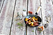 Fried rhubarb in a pan