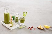 Green smoothies with ingredients