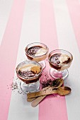 'Ying Yang' chocolate mousse in dessert glasses