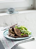 Westphalian buckwheat pancakes with a green salad