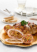 Stuffed turkey breast with pomegranate seeds