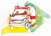 Krankenwagen im Einsatz (Illustration)