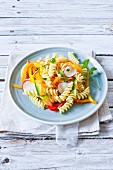 Fusilli with colourful vegetables