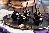 Black toffee apples for Halloween