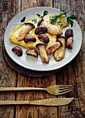 Omelette with fried mushrooms