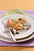 Scallops with a creamy mushroom sauce