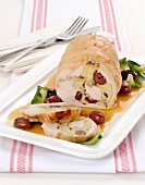 Pork roulade filled with olives and bread