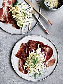 Coppa with fennel, apple and pumpkin seed cream