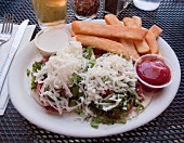 Vegetarian tacos with fried potato sticks