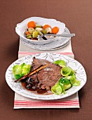 Oven-roasted beef cheeks with Brussels sprouts
