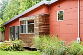 Backyard and exterior details of modern house