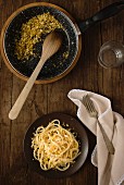 Homemade pasta with breadcrumbs