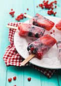 Homemade summer berry ice lollies