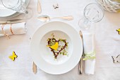 Place setting on spring dining table