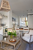 Open-plan living area in renovated townhouse