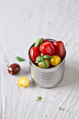 Cherry tomatoes in a tin