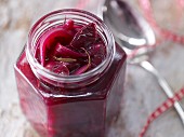 Red grape chutney with thyme and rosemary