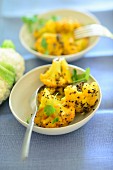 Turmeric cauliflower with black sesame seeds