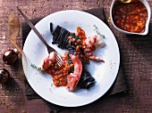 Mediterranean lobster with black tagliatelle