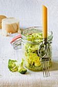 Potato salad with broccoli and pesto