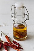 Chilli and garlic oil in a flip-top bottle