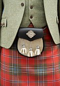 A traditional Scottish kilt with a sporran (detail)
