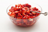A bowl of sliced strawberries