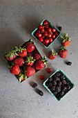Blackberries, cherries and strawberries