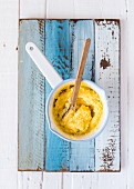 Creamy polenta in a saucepan