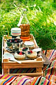 Small lemon cheesecakes with berries for a picnic