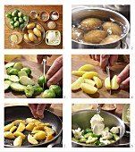 How to prepare Brussels sprout purée with sesame seed potatoes