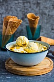 Passion fruit and lime ice cream