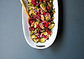 Roasted Brussels sprouts with cranberries, maple syrup and whiskey butter