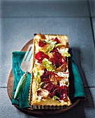 Low fat beetroot tart with caramelised onions